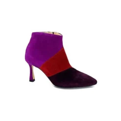 Féminin|Fantaisie<l'arianna Bottines à Talon Tr1672 Daim Prune Rouge Fushia