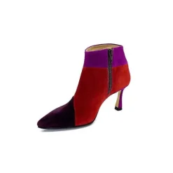 Féminin|Fantaisie<l'arianna Bottines à Talon Tr1672 Daim Prune Rouge Fushia