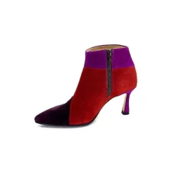 Féminin|Fantaisie<l'arianna Bottines à Talon Tr1672 Daim Prune Rouge Fushia