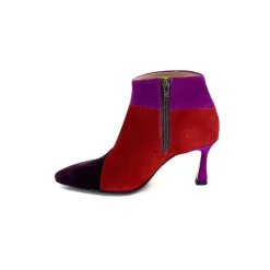 Féminin|Fantaisie<l'arianna Bottines à Talon Tr1672 Daim Prune Rouge Fushia