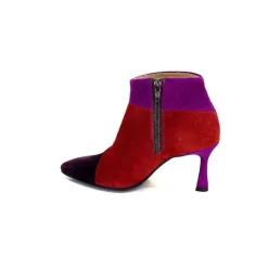Féminin|Fantaisie<l'arianna Bottines à Talon Tr1672 Daim Prune Rouge Fushia