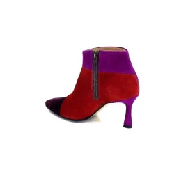 Féminin|Fantaisie<l'arianna Bottines à Talon Tr1672 Daim Prune Rouge Fushia