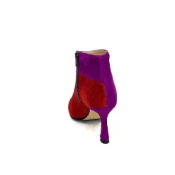 Féminin|Fantaisie<l'arianna Bottines à Talon Tr1672 Daim Prune Rouge Fushia
