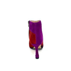 Féminin|Fantaisie<l'arianna Bottines à Talon Tr1672 Daim Prune Rouge Fushia