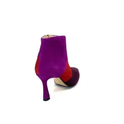 Féminin|Fantaisie<l'arianna Bottines à Talon Tr1672 Daim Prune Rouge Fushia