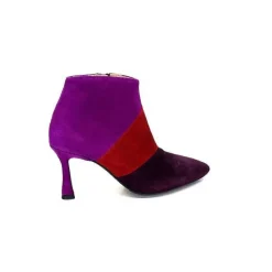 Féminin|Fantaisie<l'arianna Bottines à Talon Tr1672 Daim Prune Rouge Fushia