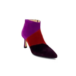 Féminin|Fantaisie<l'arianna Bottines à Talon Tr1672 Daim Prune Rouge Fushia