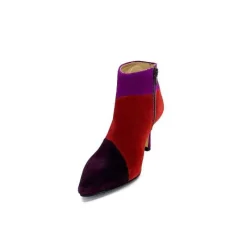 Féminin|Fantaisie<l'arianna Bottines à Talon Tr1672 Daim Prune Rouge Fushia