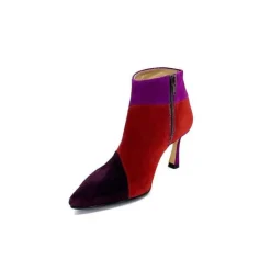 Féminin|Fantaisie<l'arianna Bottines à Talon Tr1672 Daim Prune Rouge Fushia