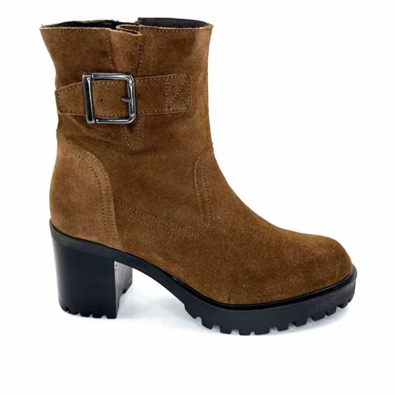 Talon|Elégant<We Do Bottines à Talons Ivoire 99856 Daim Foncé Marron