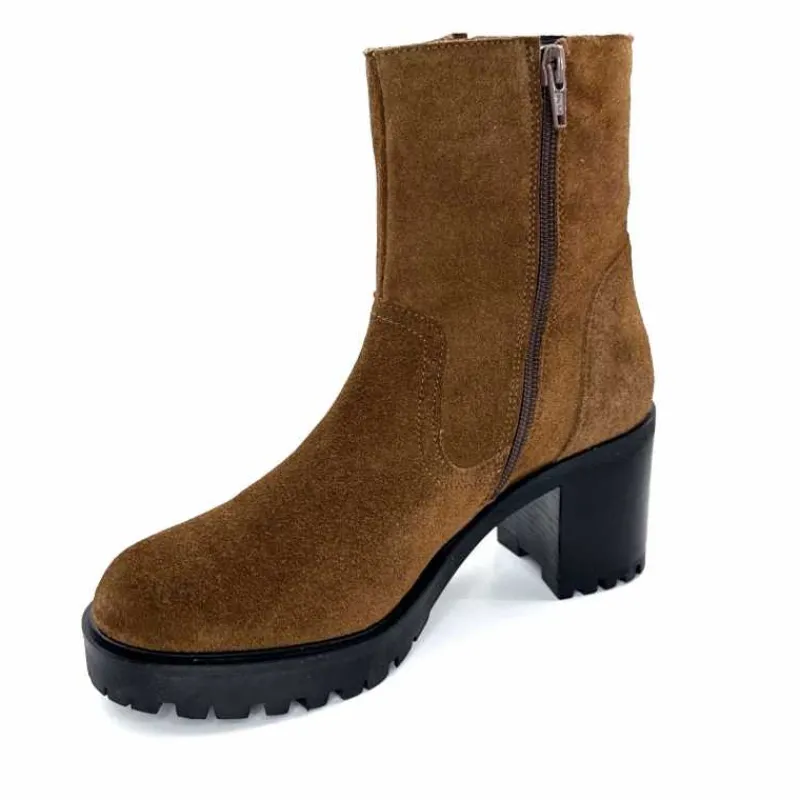 Talon|Elégant<We Do Bottines à Talons Ivoire 99856 Daim Foncé Marron