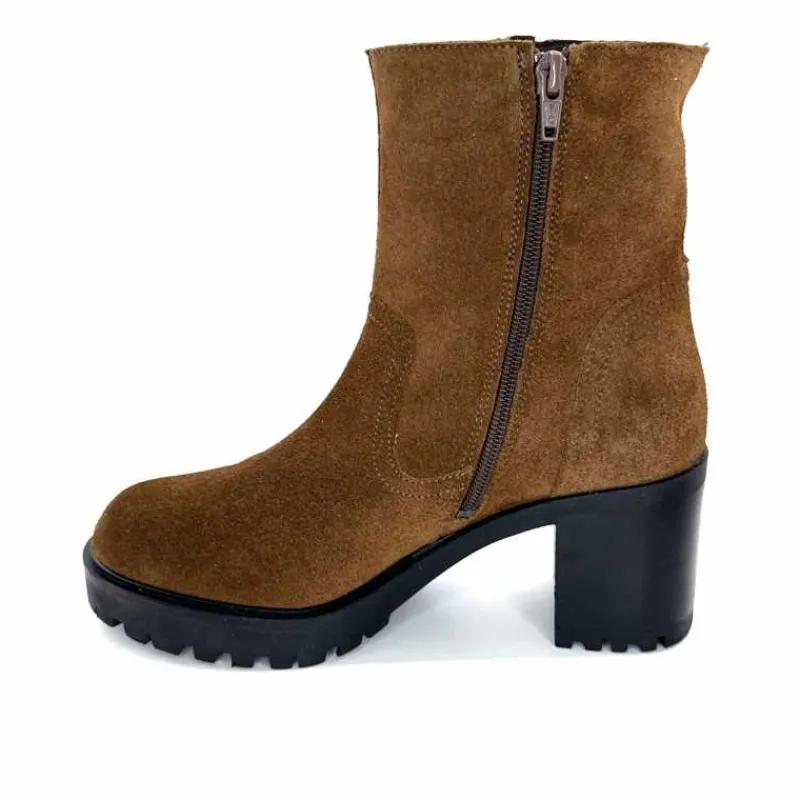 Talon|Elégant<We Do Bottines à Talons Ivoire 99856 Daim Foncé Marron