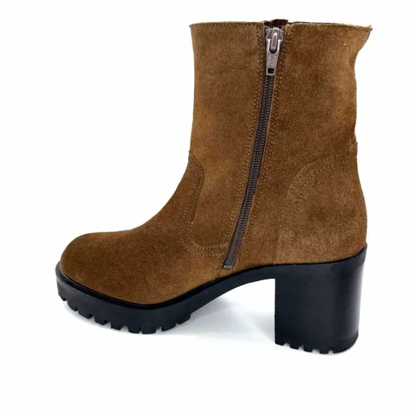 Talon|Elégant<We Do Bottines à Talons Ivoire 99856 Daim Foncé Marron