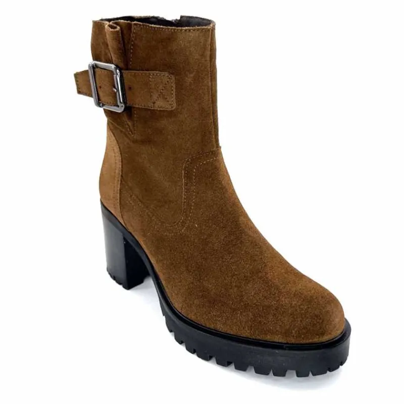 Talon|Elégant<We Do Bottines à Talons Ivoire 99856 Daim Foncé Marron