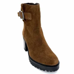 Talon|Elégant<We Do Bottines à Talons Ivoire 99856 Daim Foncé Marron