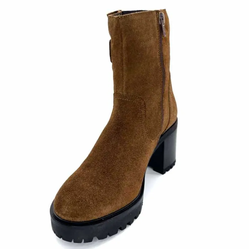 Talon|Elégant<We Do Bottines à Talons Ivoire 99856 Daim Foncé Marron