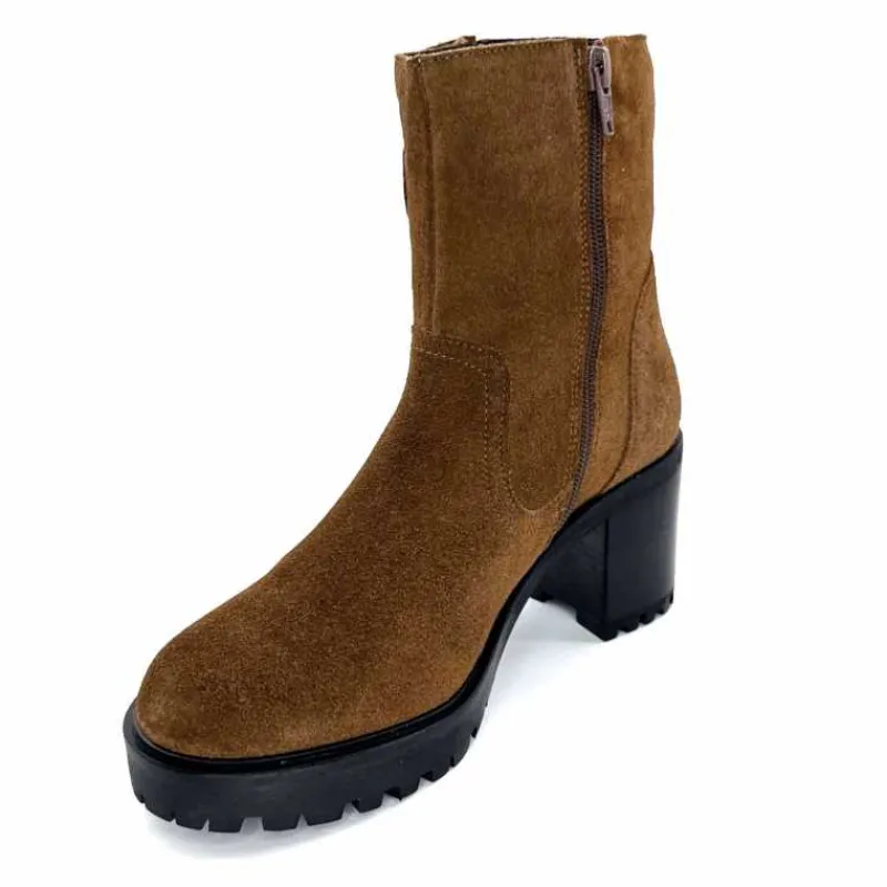 Talon|Elégant<We Do Bottines à Talons Ivoire 99856 Daim Foncé Marron