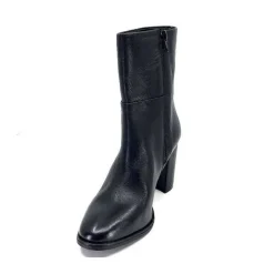 Elégant|Bottines<Ivoire0104a Bottines à Talons Ivoire 52324 Cuir Noir