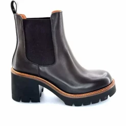 Basic|Bottines<Ivoire0156 Bottines à Talons Ivoire 8751 Carrie Cuir Foncé Marron