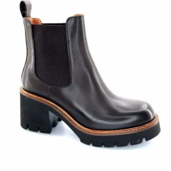 Basic|Bottines<Ivoire0156 Bottines à Talons Ivoire 8751 Carrie Cuir Foncé Marron