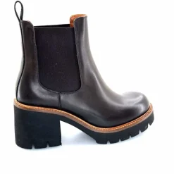 Basic|Bottines<Ivoire0156 Bottines à Talons Ivoire 8751 Carrie Cuir Foncé Marron