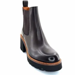 Basic|Bottines<Ivoire0156 Bottines à Talons Ivoire 8751 Carrie Cuir Foncé Marron