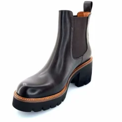 Basic|Bottines<Ivoire0156 Bottines à Talons Ivoire 8751 Carrie Cuir Foncé Marron