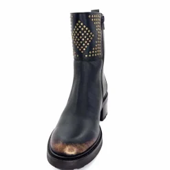 Rock|Bottines<Softwaves Bottines à Talons 9.01.01/006 Cuir Métal Bronze