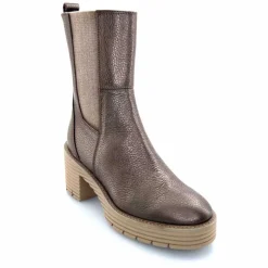Montagne<Softwaves Bottines à Talons 8.88.18 Cuir Métal Taupe