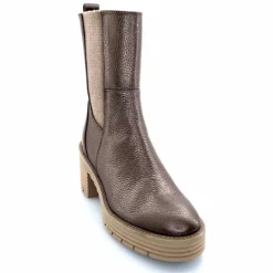 Montagne<Softwaves Bottines à Talons 8.88.18 Cuir Métal Taupe