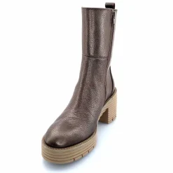 Montagne<Softwaves Bottines à Talons 8.88.18 Cuir Métal Taupe