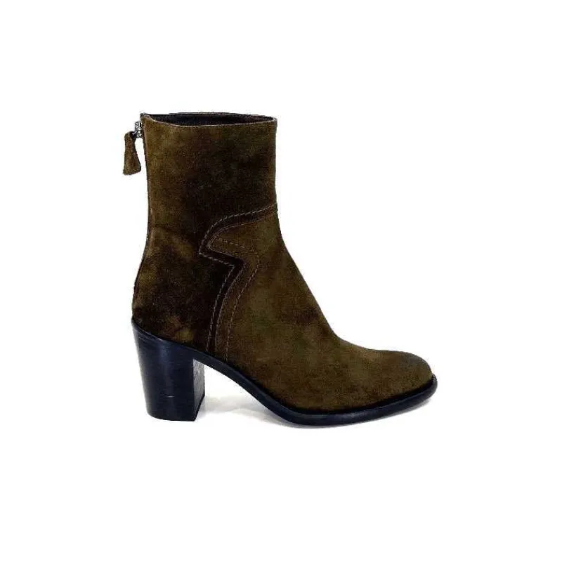 Talon|Bottines<Triver Flight Bottines à Talons 706.03 Daim Olive Kaki