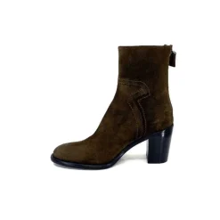 Talon|Bottines<Triver Flight Bottines à Talons 706.03 Daim Olive Kaki