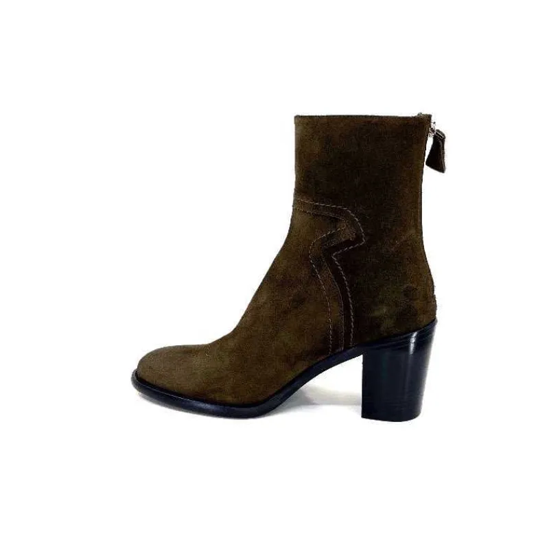 Talon|Bottines<Triver Flight Bottines à Talons 706.03 Daim Olive Kaki