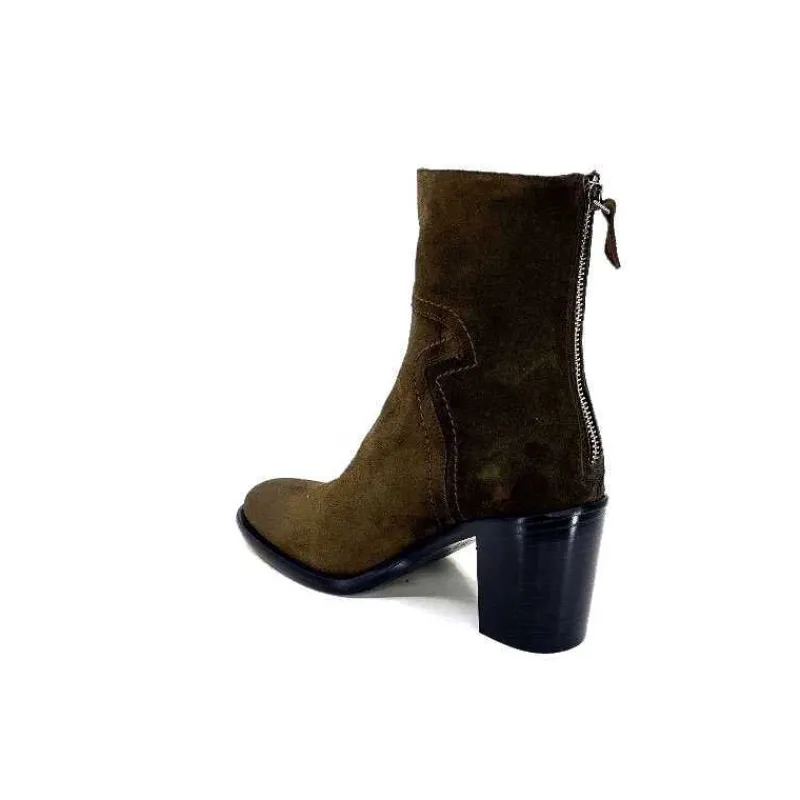 Talon|Bottines<Triver Flight Bottines à Talons 706.03 Daim Olive Kaki