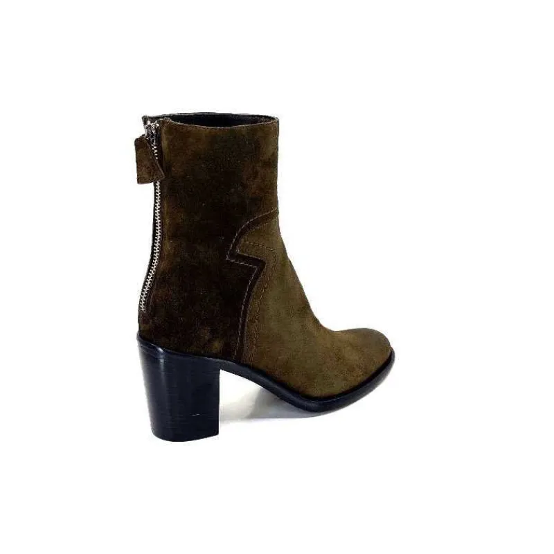 Talon|Bottines<Triver Flight Bottines à Talons 706.03 Daim Olive Kaki