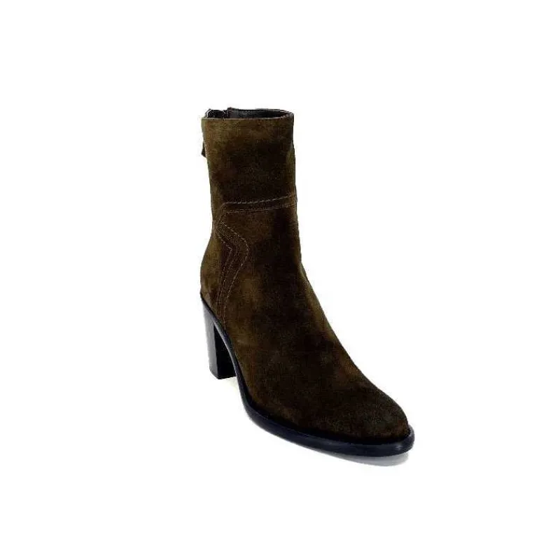 Talon|Bottines<Triver Flight Bottines à Talons 706.03 Daim Olive Kaki