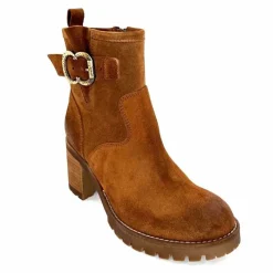 Basic|Bottines<Minka Bottines Bikers à Talons Horace Daim Camel Marron