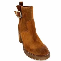 Basic|Bottines<Minka Bottines Bikers à Talons Horace Daim Camel Marron