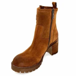 Basic|Bottines<Minka Bottines Bikers à Talons Horace Daim Camel Marron