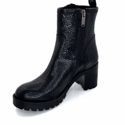 Animalier|Bottines<Minka Bottines Bikers à Talons Horace Cuir Snake Noir