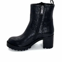 Animalier|Bottines<Minka Bottines Bikers à Talons Horace Cuir Snake Noir