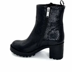 Animalier|Bottines<Minka Bottines Bikers à Talons Horace Cuir Snake Noir