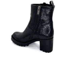 Animalier|Bottines<Minka Bottines Bikers à Talons Horace Cuir Snake Noir