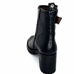 Animalier|Bottines<Minka Bottines Bikers à Talons Horace Cuir Snake Noir