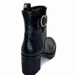 Animalier|Bottines<Minka Bottines Bikers à Talons Horace Cuir Snake Noir