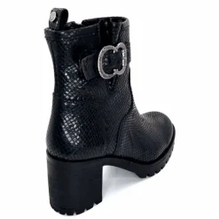 Animalier|Bottines<Minka Bottines Bikers à Talons Horace Cuir Snake Noir