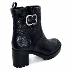 Animalier|Bottines<Minka Bottines Bikers à Talons Horace Cuir Snake Noir