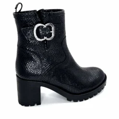 Animalier|Bottines<Minka Bottines Bikers à Talons Horace Cuir Snake Noir