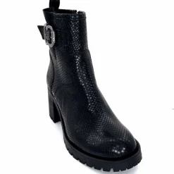 Animalier|Bottines<Minka Bottines Bikers à Talons Horace Cuir Snake Noir